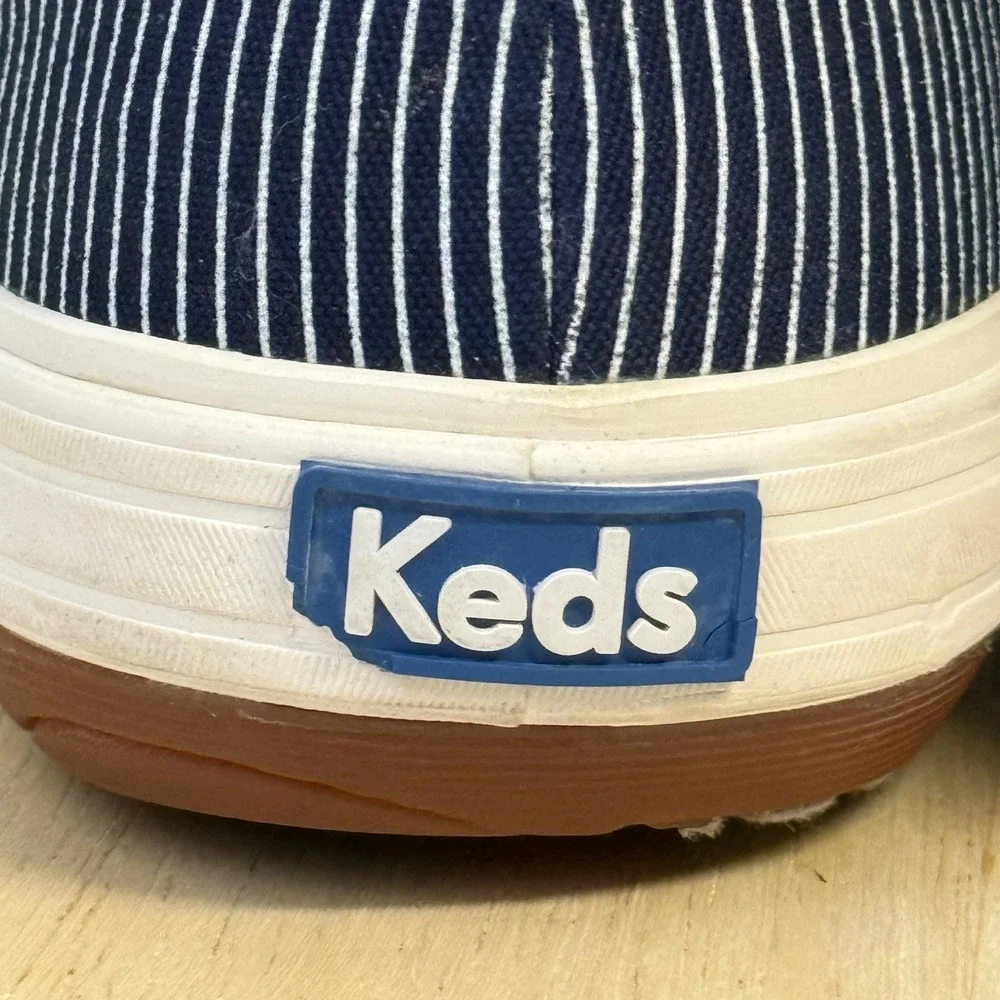 Keds Womens Ortholite Boat‎ Shoes Navy White Striped Loafers WF57107 Size 10